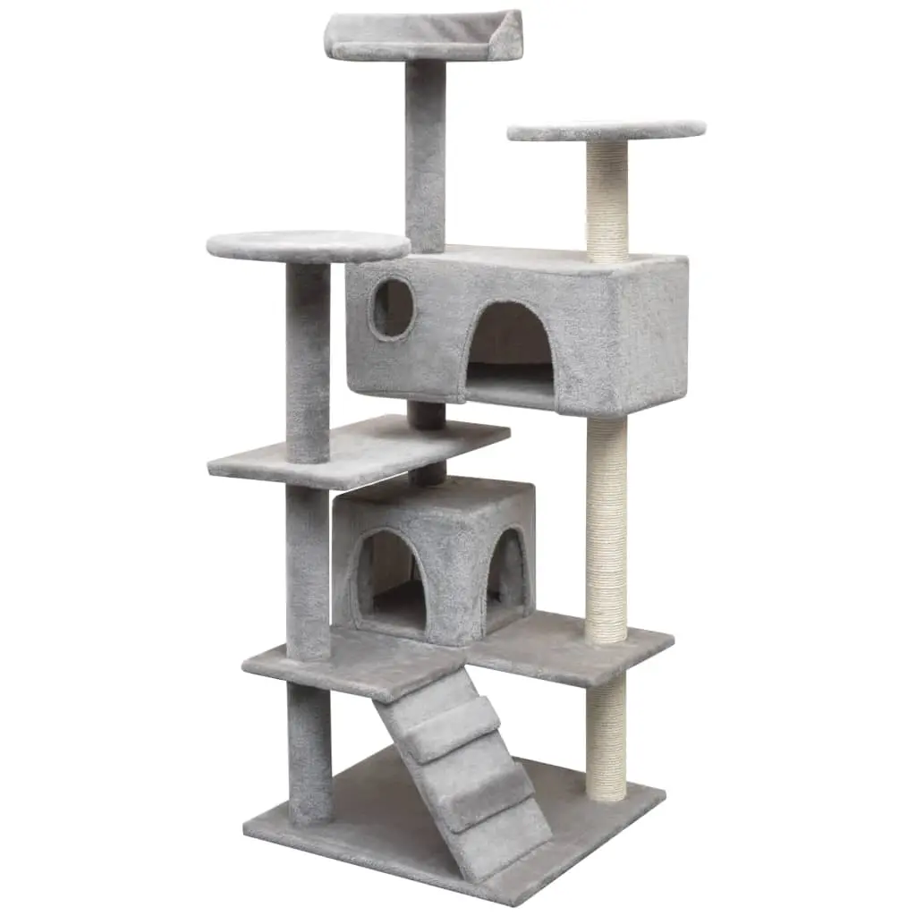 Cat Tree with Sisal Scratching Posts 125 cm Grey 170475 - Pets
