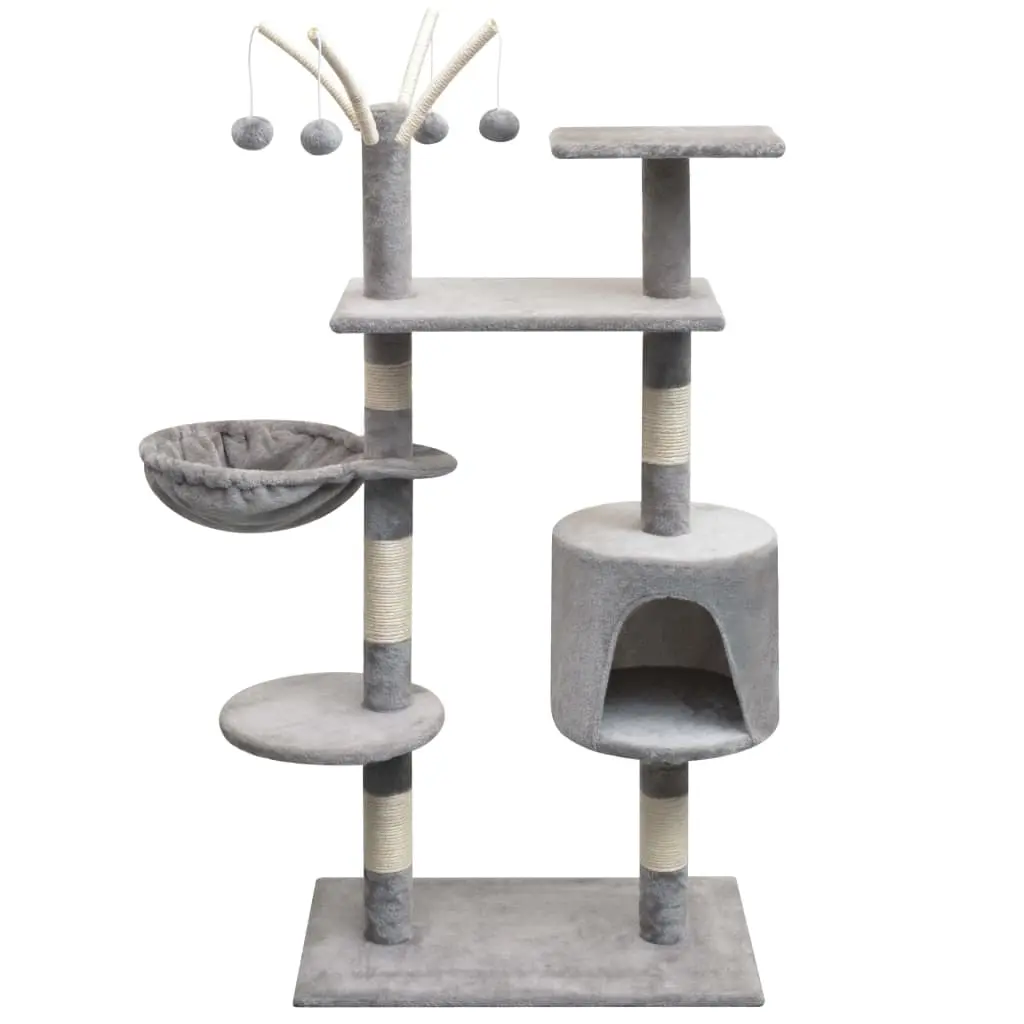 Cat Tree with Sisal Scratching Posts 125 cm Grey 170480 - Pets