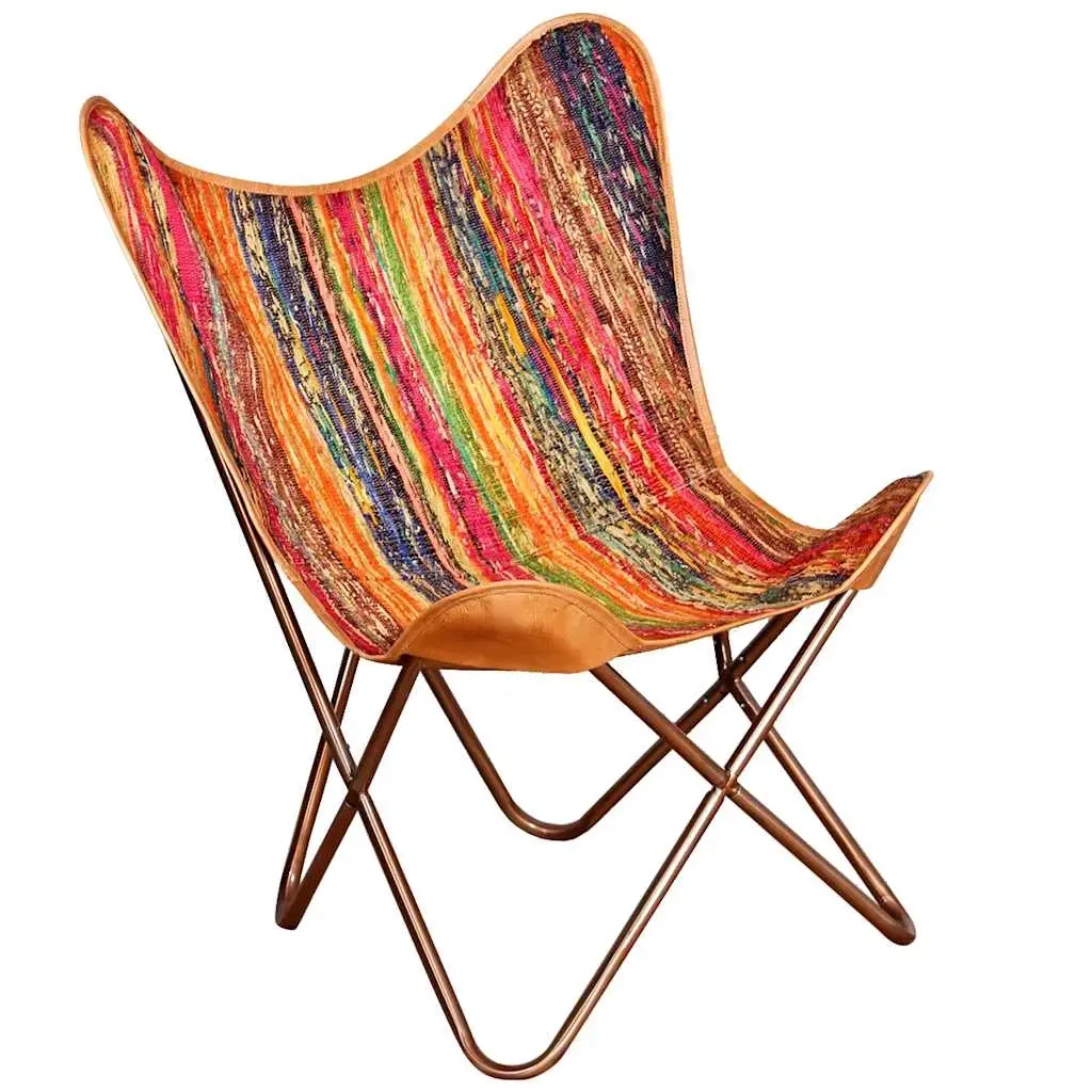 Butterfly Chair Multicolour Chindi Fabric 243697 - Furniture