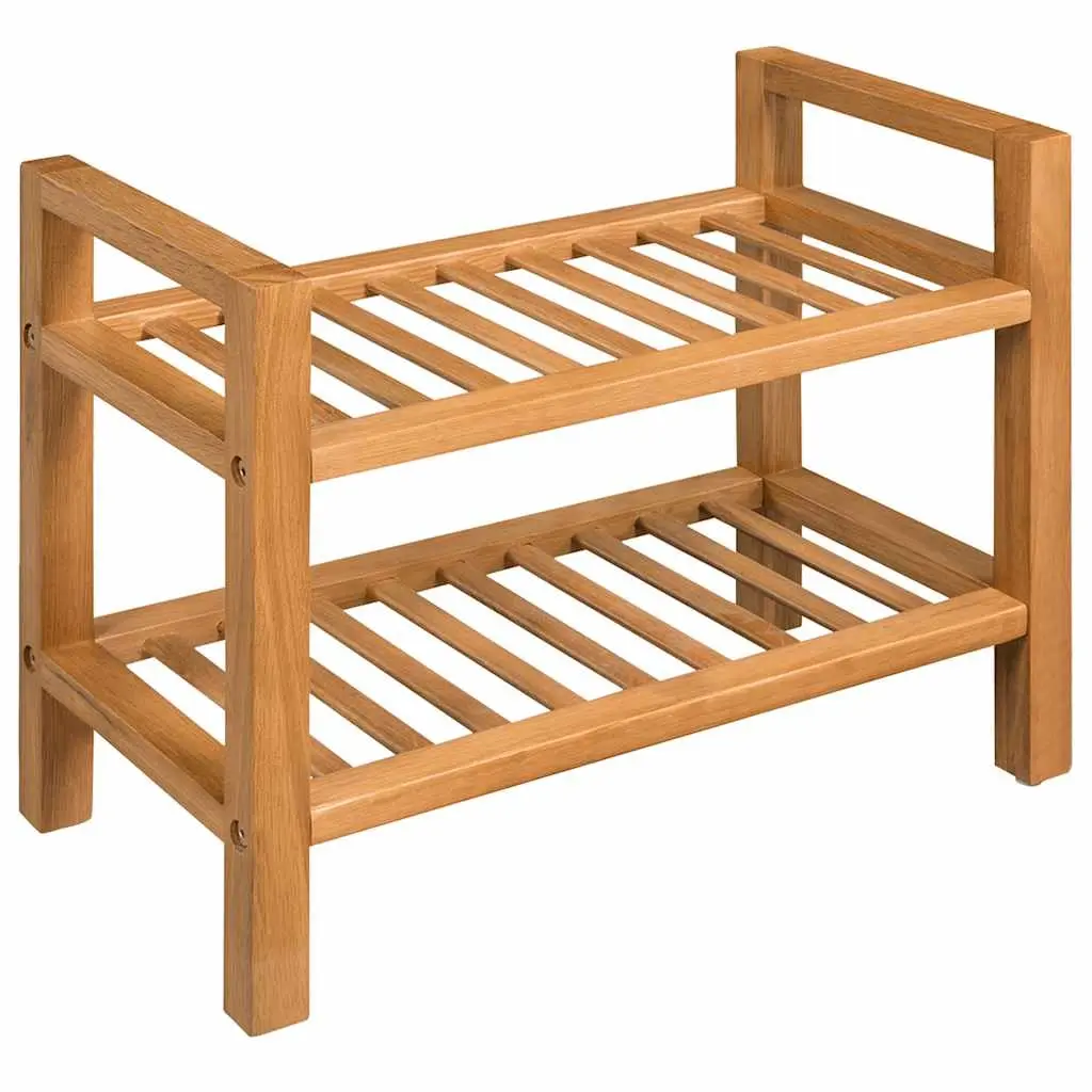 Shoe Rack with 2 Shelves 50x27x40 cm Solid Oak Wood 244208 - Home & Garden