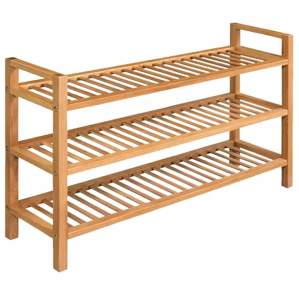 Shoe Rack with 3 Shelves 100x27x60 cm Solid Oak Wood 244209 - Home & Garden
