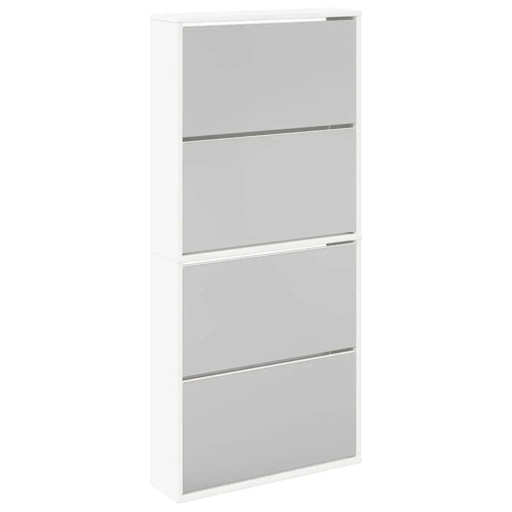 Shoe Cabinet 4-Layer Mirror White 63x17x134 cm 273936