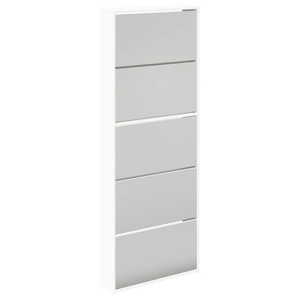 Shoe Cabinet 5-Layer Mirror White 63x17x169.5 cm 273938