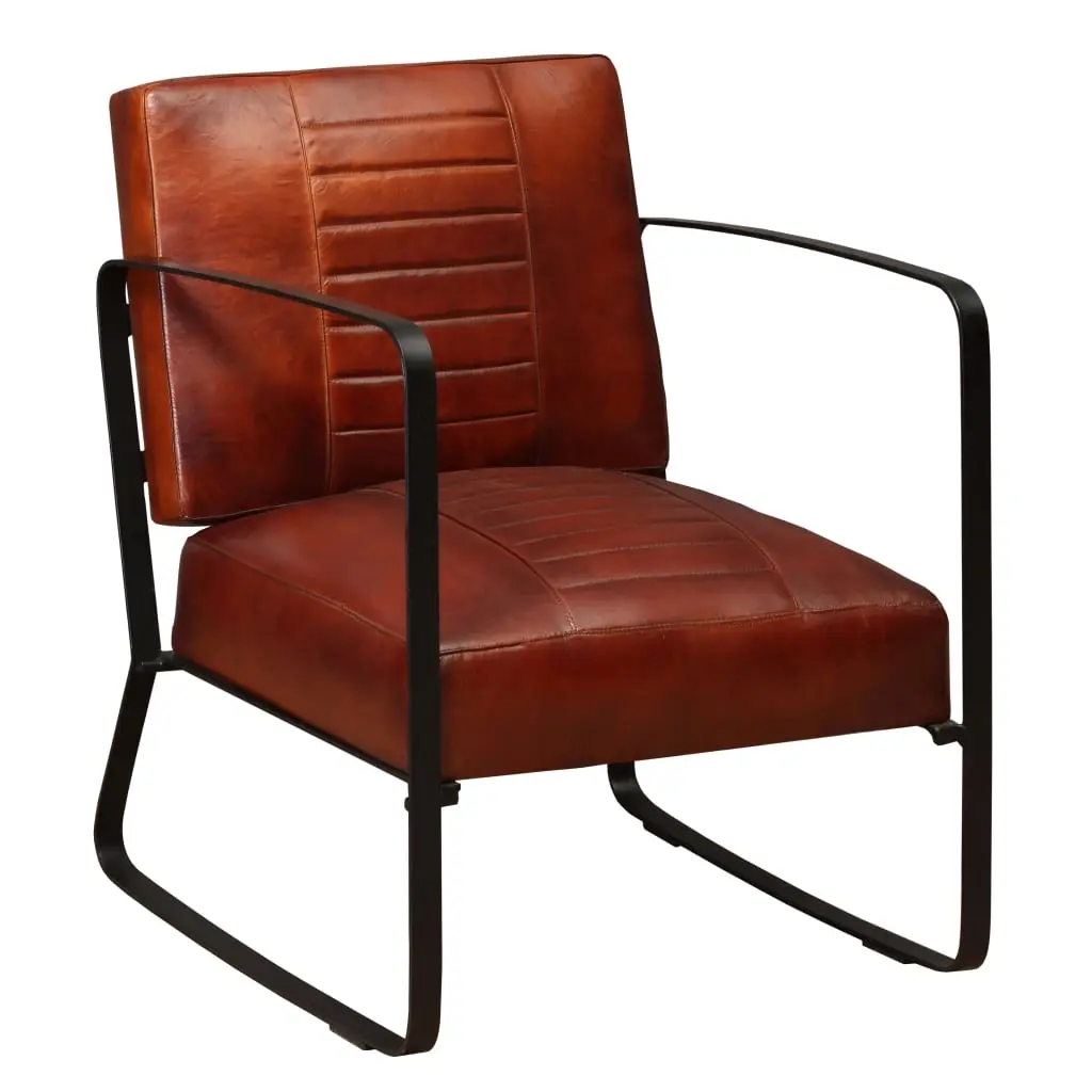 Lounge Chair Brown Genuine Leather 244629 - Furniture