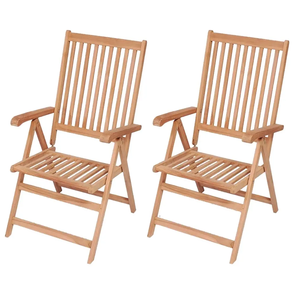 Reclining Garden Chairs 2 pcs Solid Teak Wood 43029 - Furniture