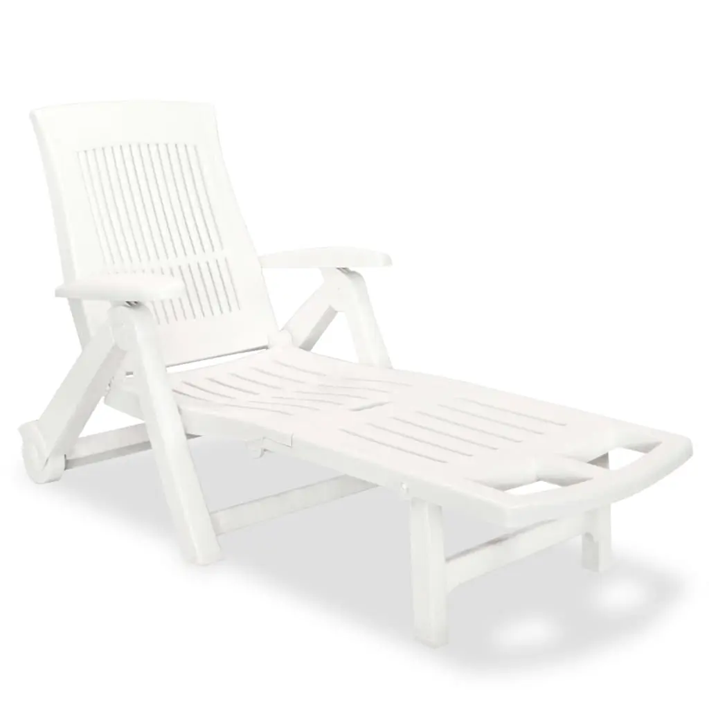 Sun Lounger with Footrest Plastic White 43586 - Furniture