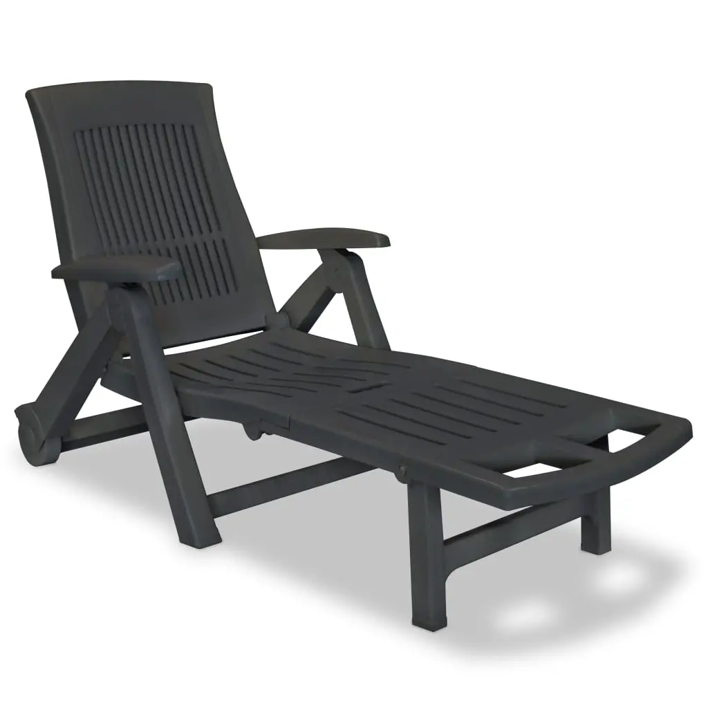 Sun Lounger with Footrest Plastic Anthracite 43588 - Furniture