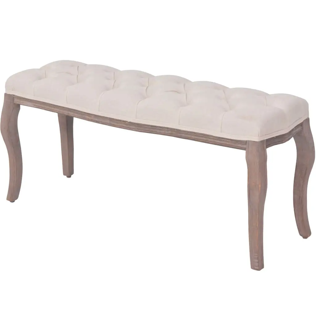 Bench Linen Solid Wood 110x38x48 cm Cream White 245359 - Furniture