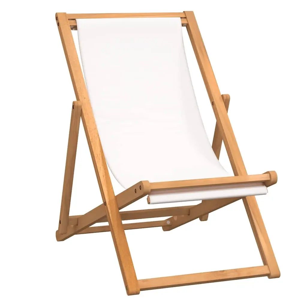 Deck Chair Teak 56x105x96 cm Cream 43802 - Up to 65% off Outdoor Furniture