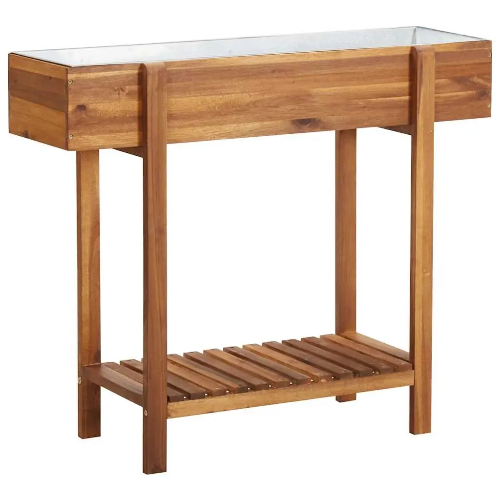 Raised Garden Raised Bed Solid Acacia Wood and Zinc 43793 - Home & Garden