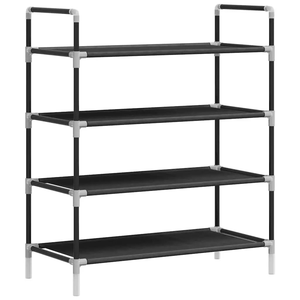 Shoe Rack with 4 Shelves Metal and Non-woven Fabric Black 245628