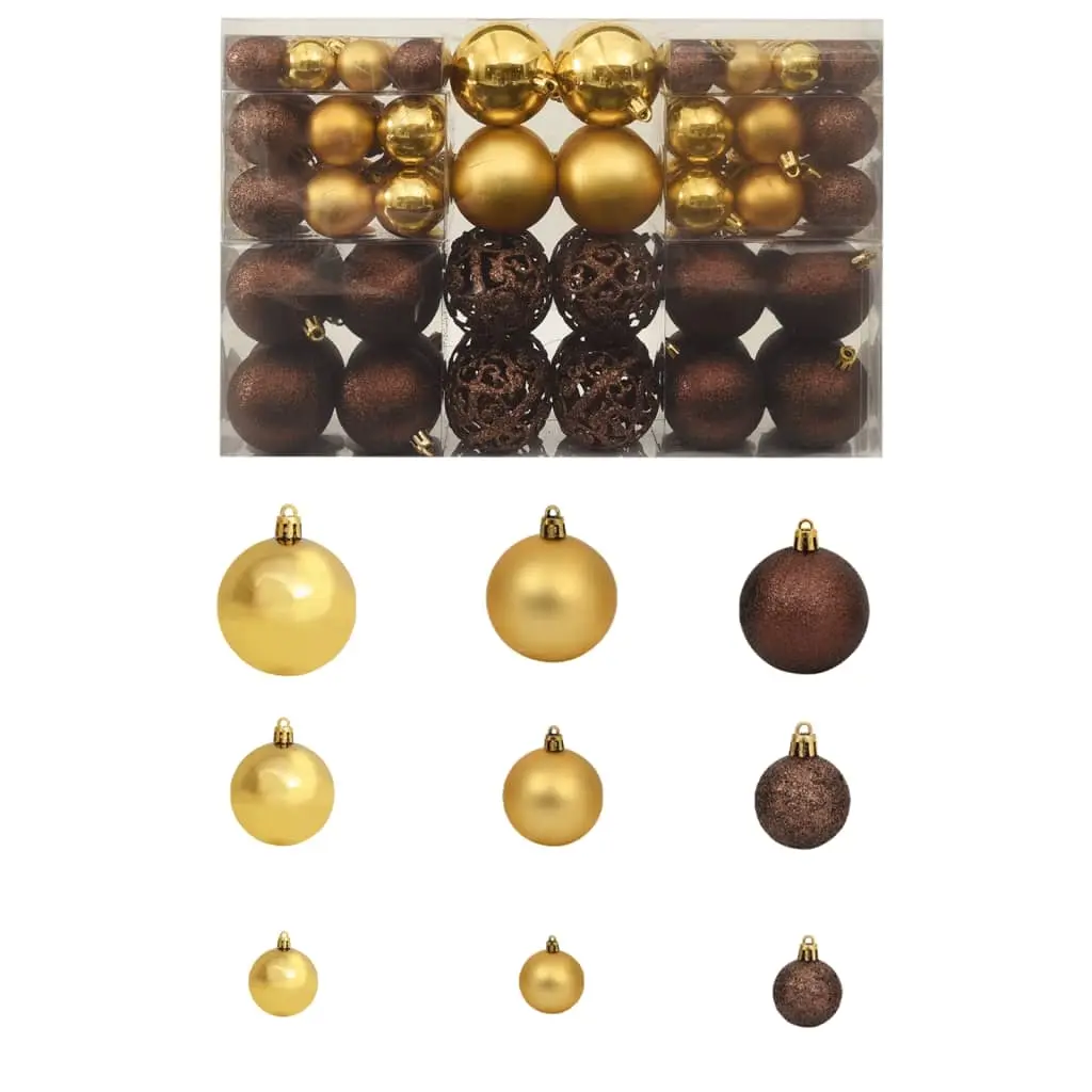 100 Piece Christmas Ball Set 3/4/6 cm Brown/Bronze/Gold 245714 - Up to 60% Off Christmas Decoration Specials