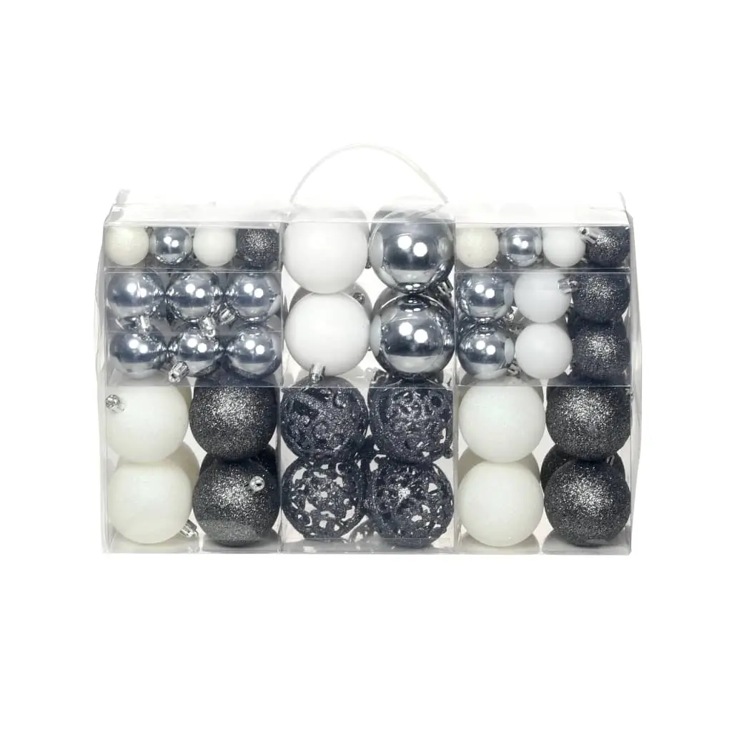 100 Piece Christmas Ball Set 3/4/6 cm White/Grey 245717 - Up to 60% Off Christmas Decoration Specials