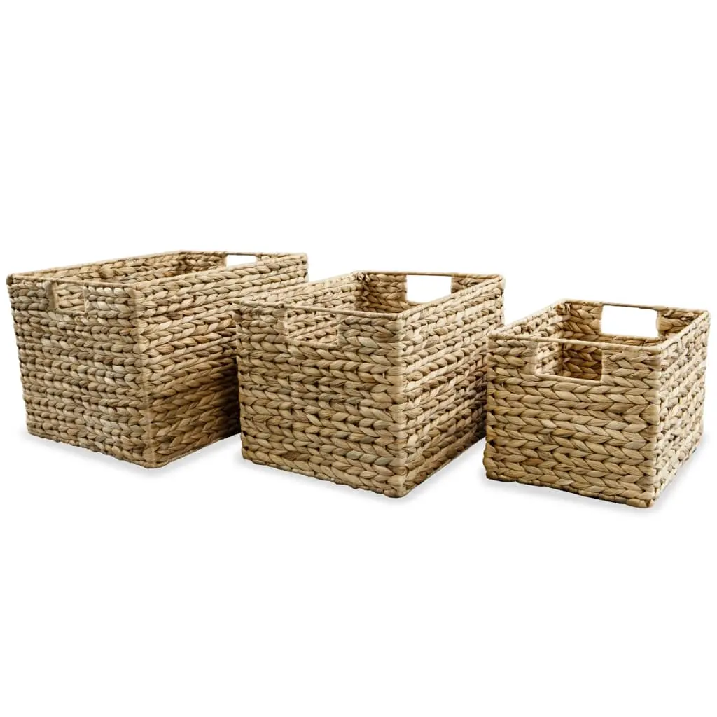 Storage Basket Set 3 Pieces Water Hyacinth 245490 - Home & Garden