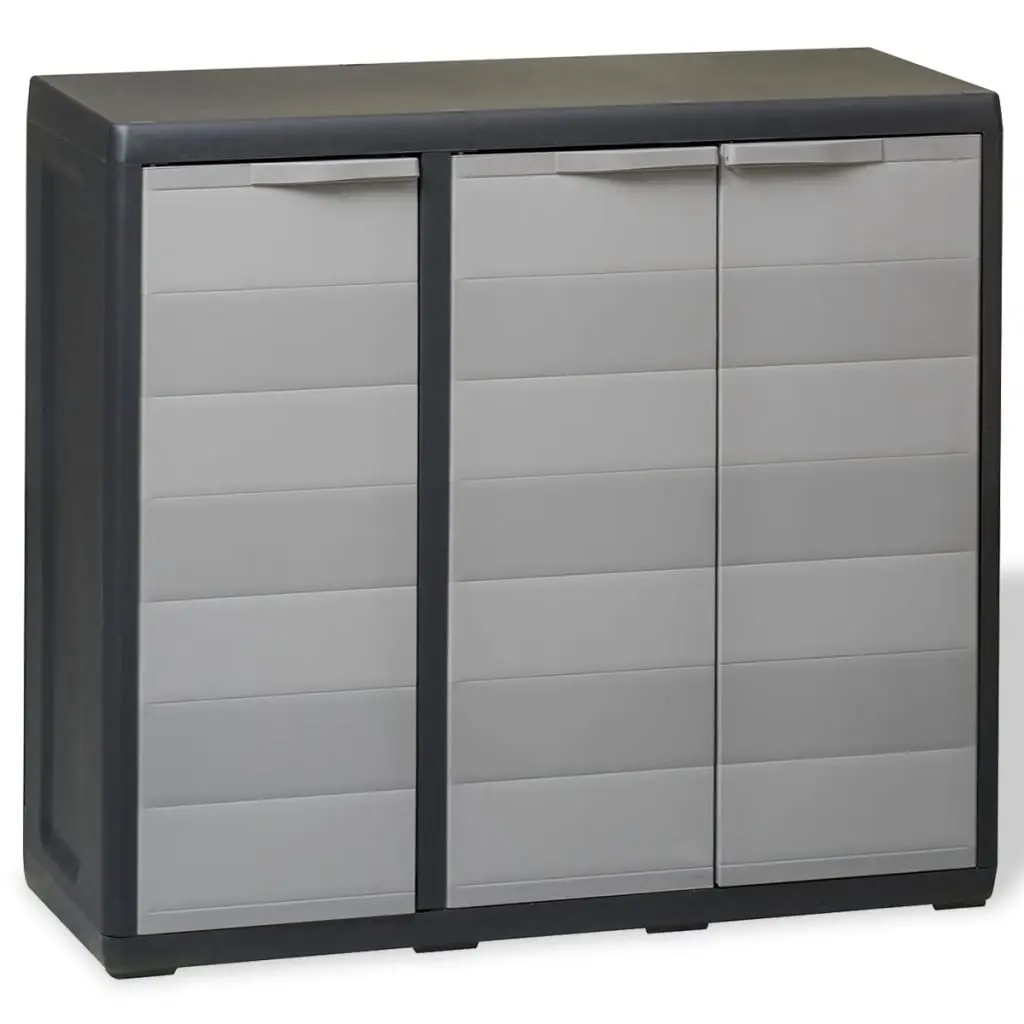 Garden Storage Cabinet with 2 Shelves Black and Grey 43705 - Furniture