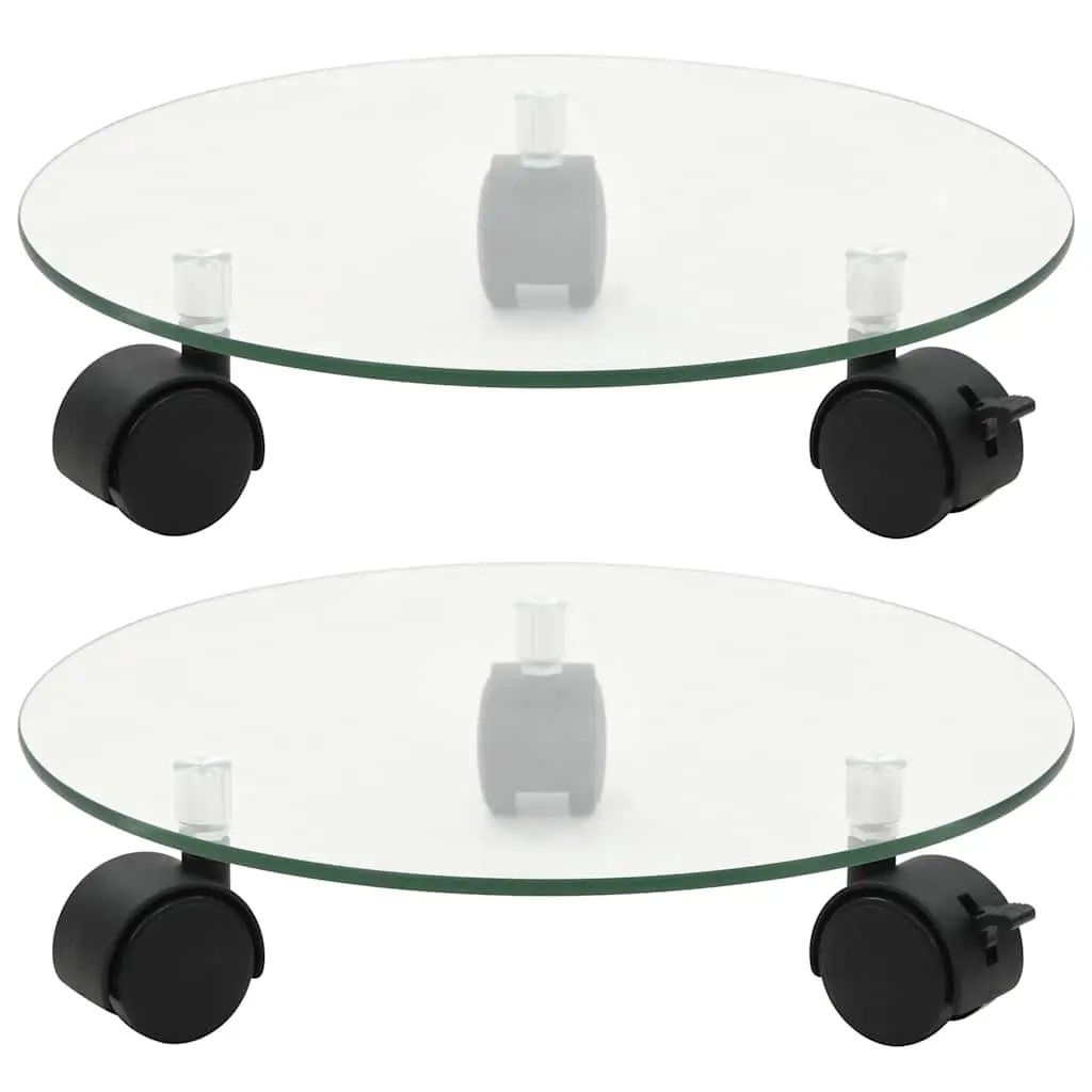 Plant Rollers 2 pcs Tempered Glass 28 cm Round 245691 - Home & Garden
