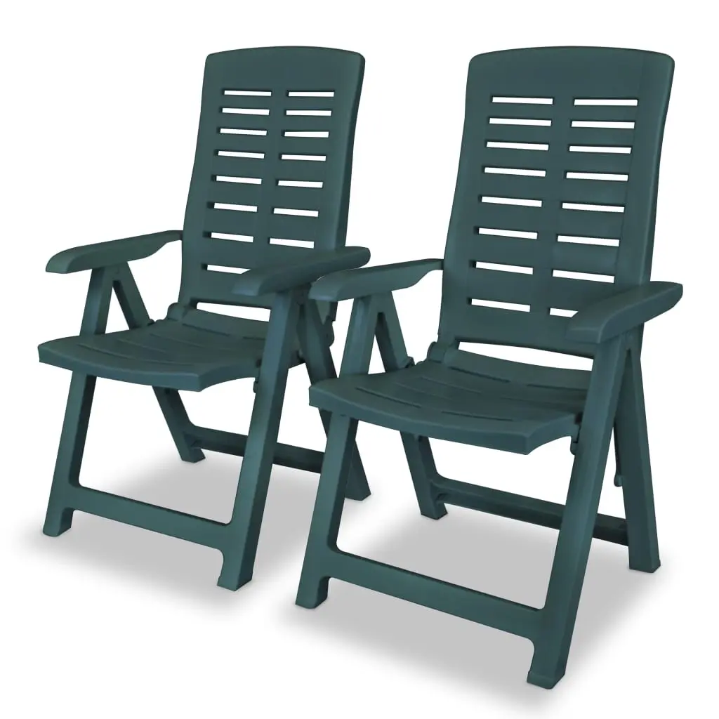 Reclining Garden Chairs 2 pcs Plastic Green 43896 - Furniture