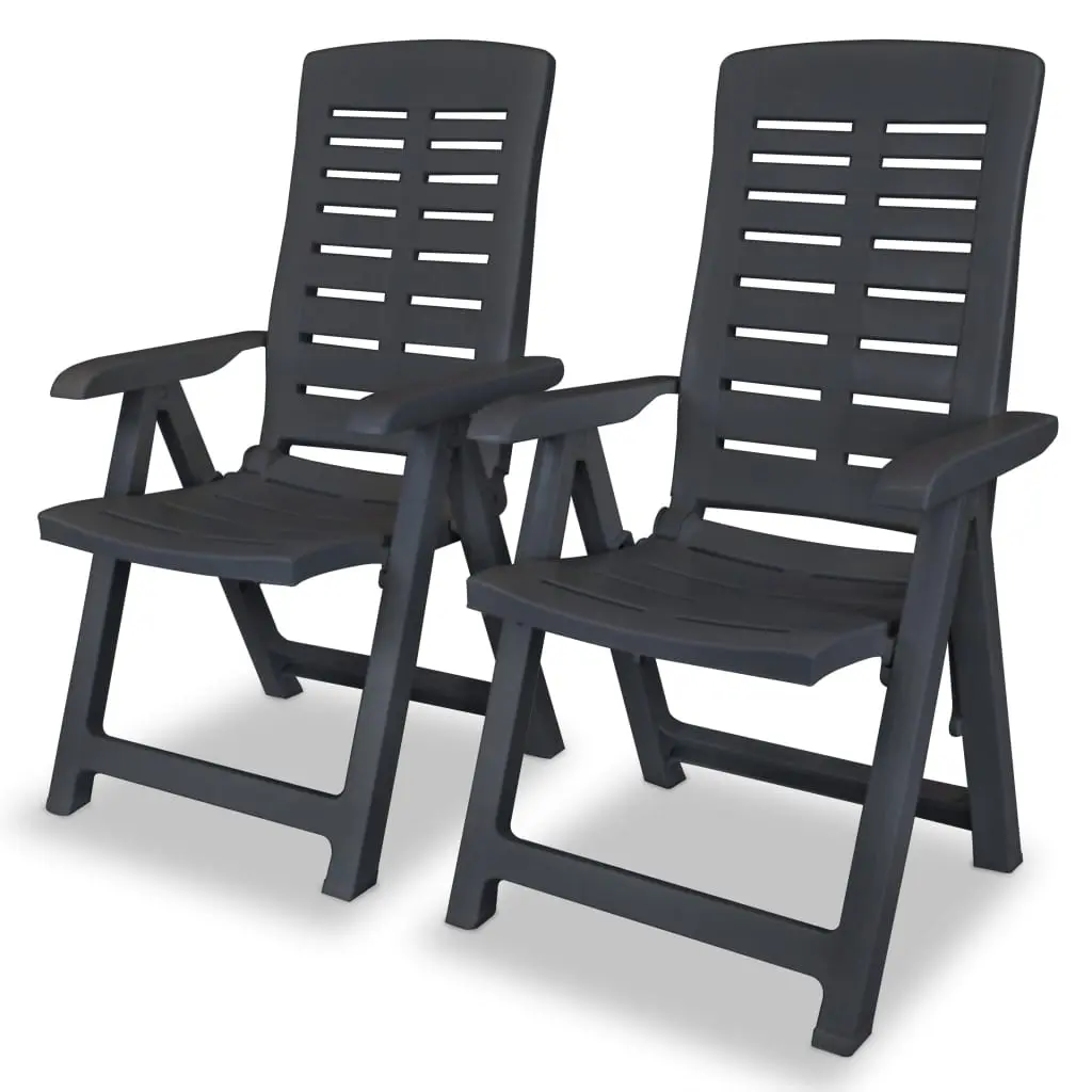 Reclining Garden Chairs 2 pcs Plastic Anthracite 43897 - Furniture