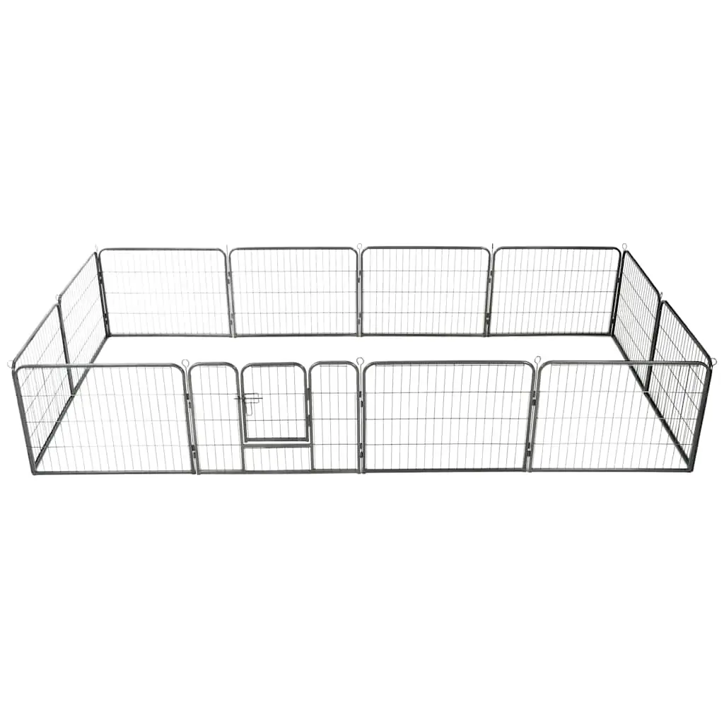 Dog Playpen 12 Panels Steel 80x60 cm Black 170573 - Pets