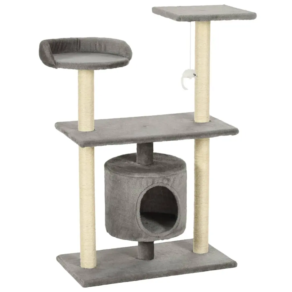 Cat Tree with Sisal Scratching Posts 95 cm Grey 170512 - Pets