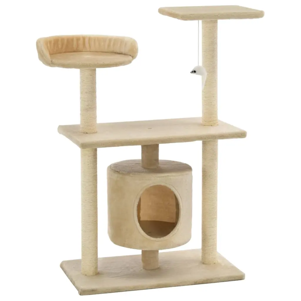 Cat Tree with Sisal Scratching Posts 95 cm Beige 170514 - Pets