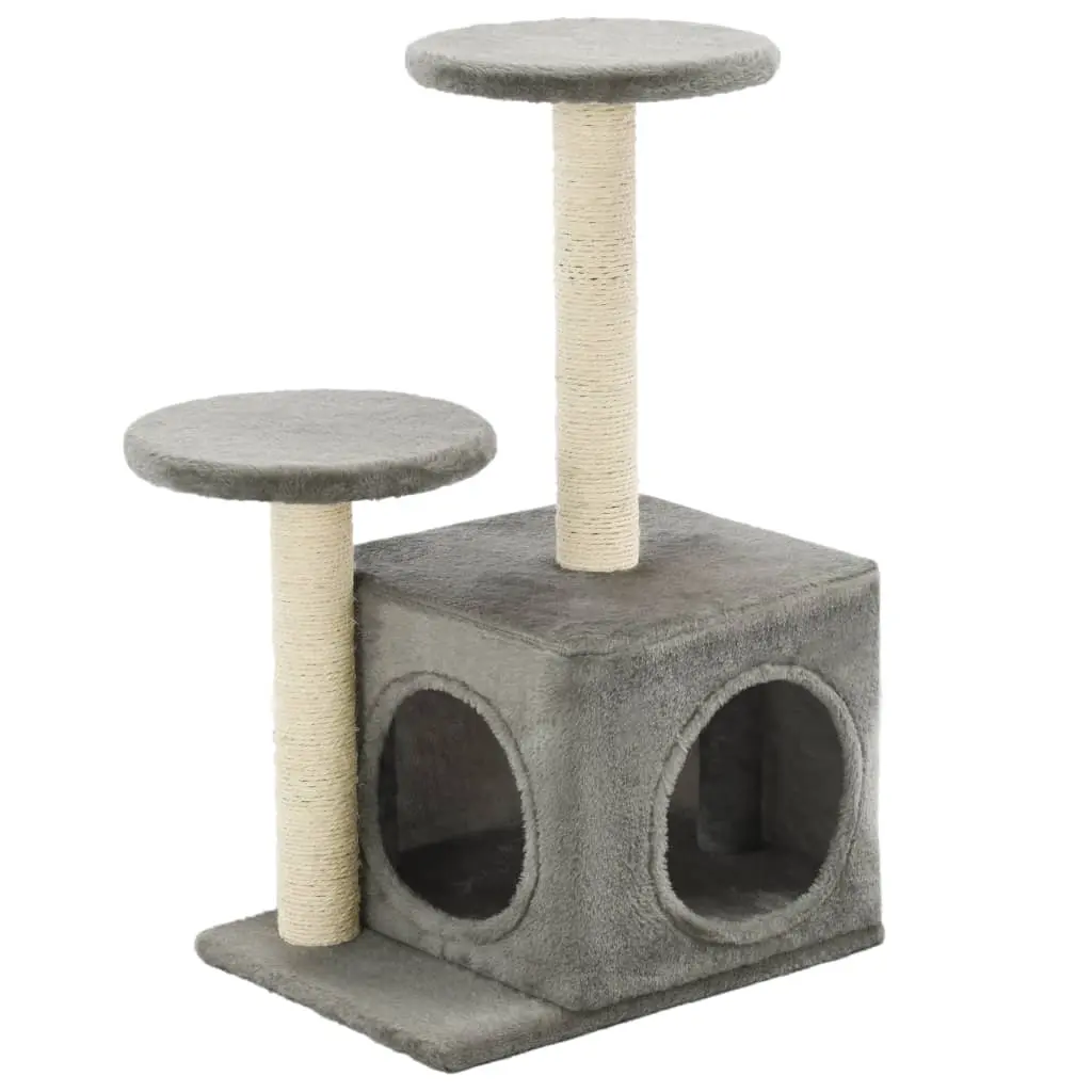 Cat Tree with Sisal Scratching Posts 60 cm Grey 170517 - Pets