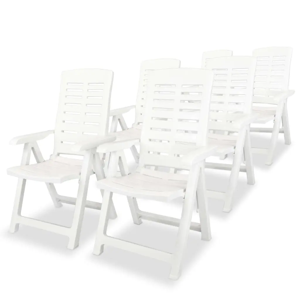 Reclining Garden Chairs 6 pcs Plastic White 275068 - Furniture