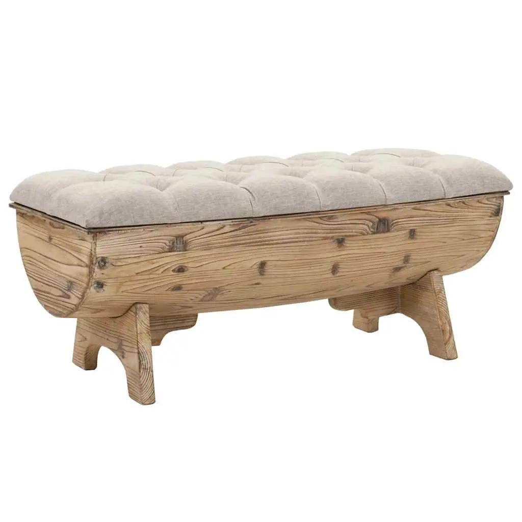 Storage Bench 103x51x44 cm Solid Wood and Fabric 245767 - Furniture