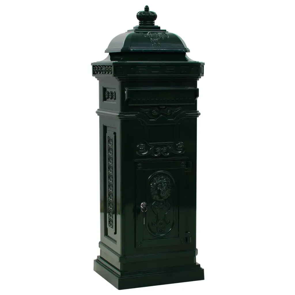 Pillar Letterbox Aluminium Vintage Style Rustproof Green 43890 - Home & Garden