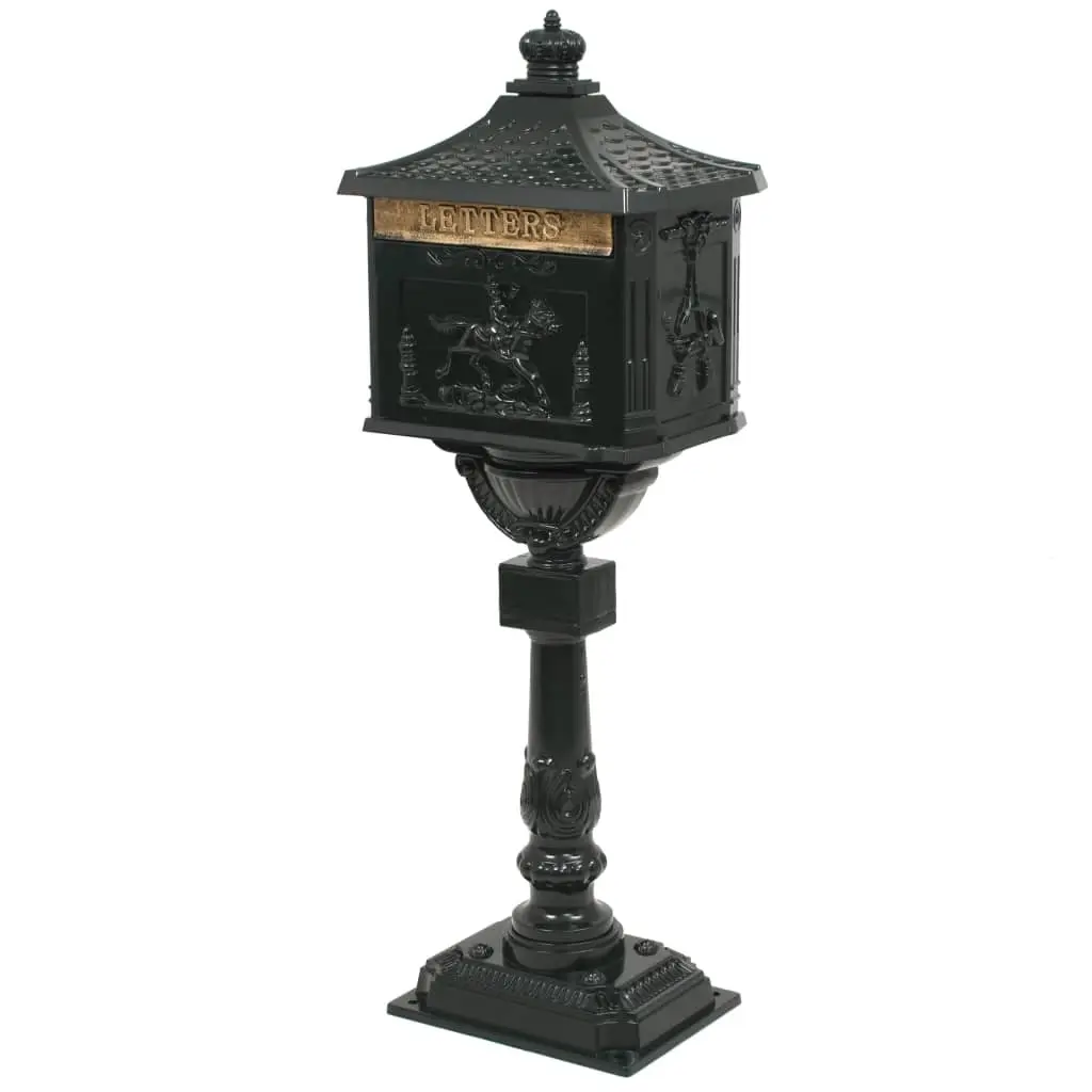 Pedestal Letterbox Aluminium Vintage Style Rustproof Green 43893 - Home & Garden