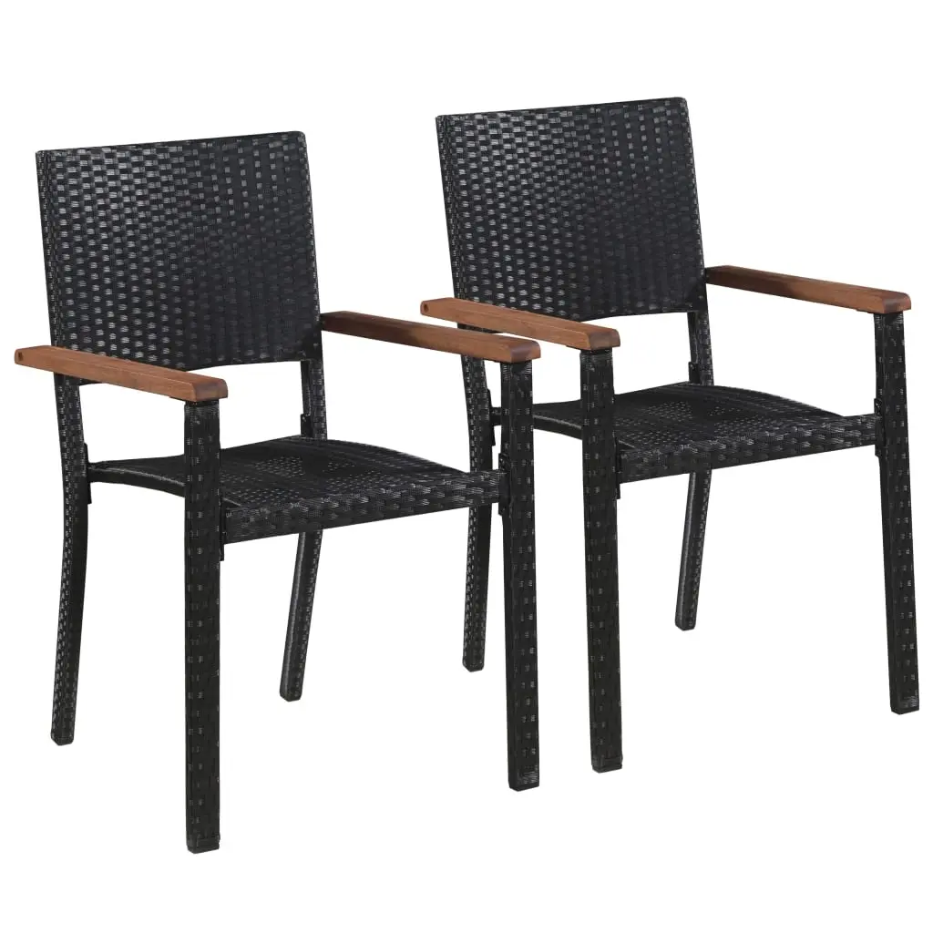 Outdoor Chairs 2 pcs Poly Rattan Black 43937 - Furniture