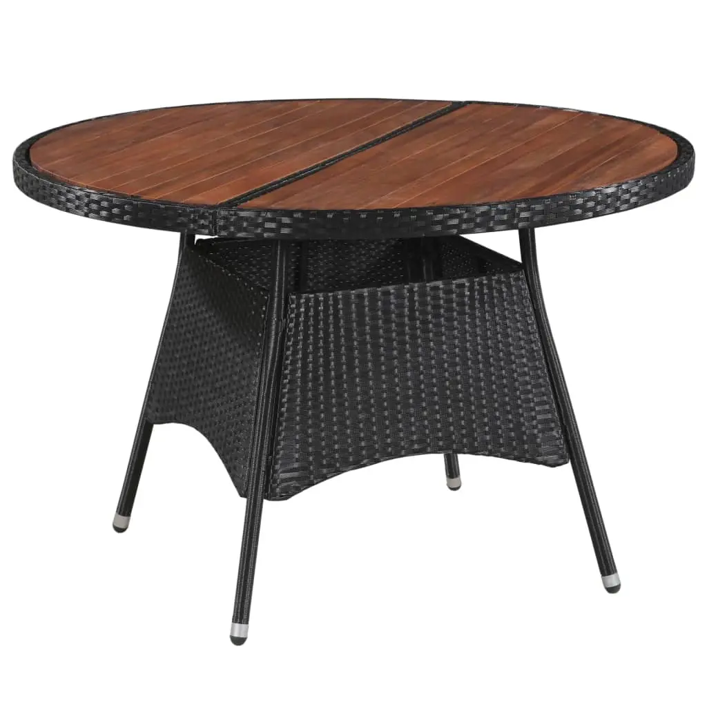 Garden Table 115x74 cm Poly Rattan and Solid Acacia Wood 43949 - Furniture