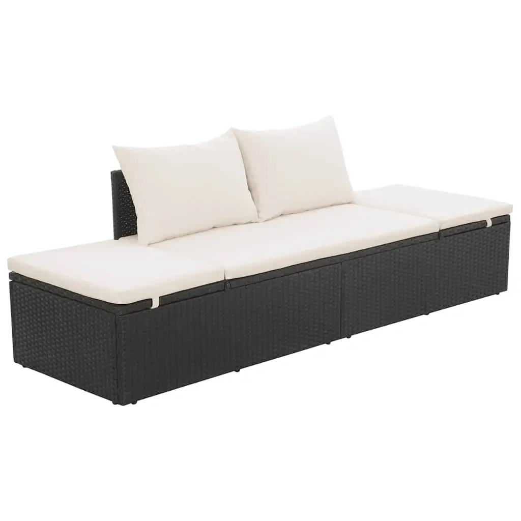 Garden Bed Black 195x60 cm Poly Rattan 43953 - Furniture