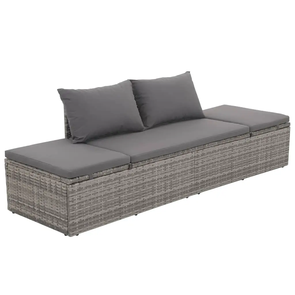 Garden Bed Grey 195x60 cm Poly Rattan 43955 - Furniture