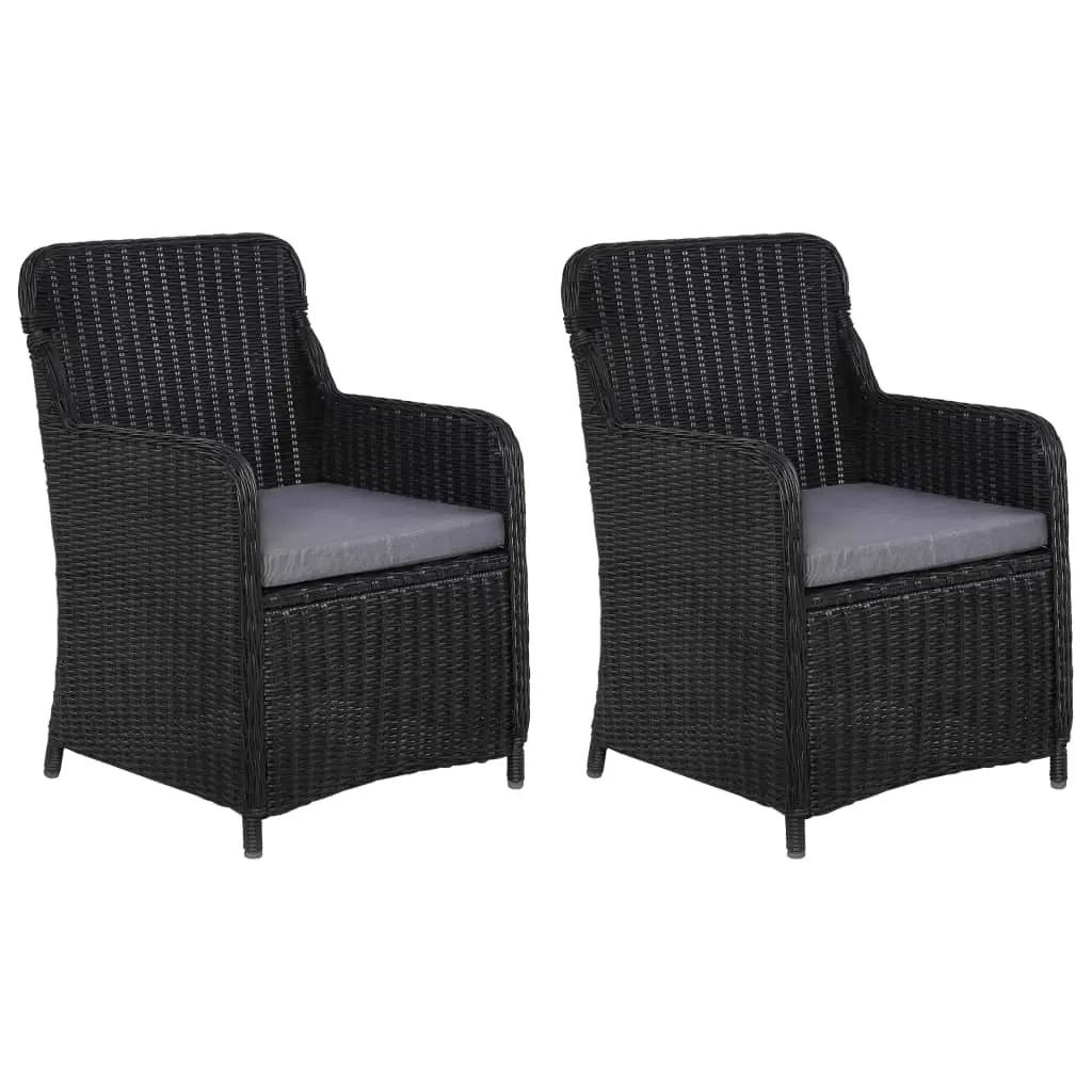 Outdoor Chairs with Cushions 2 pcs Poly Rattan Black 44146 - Furniture