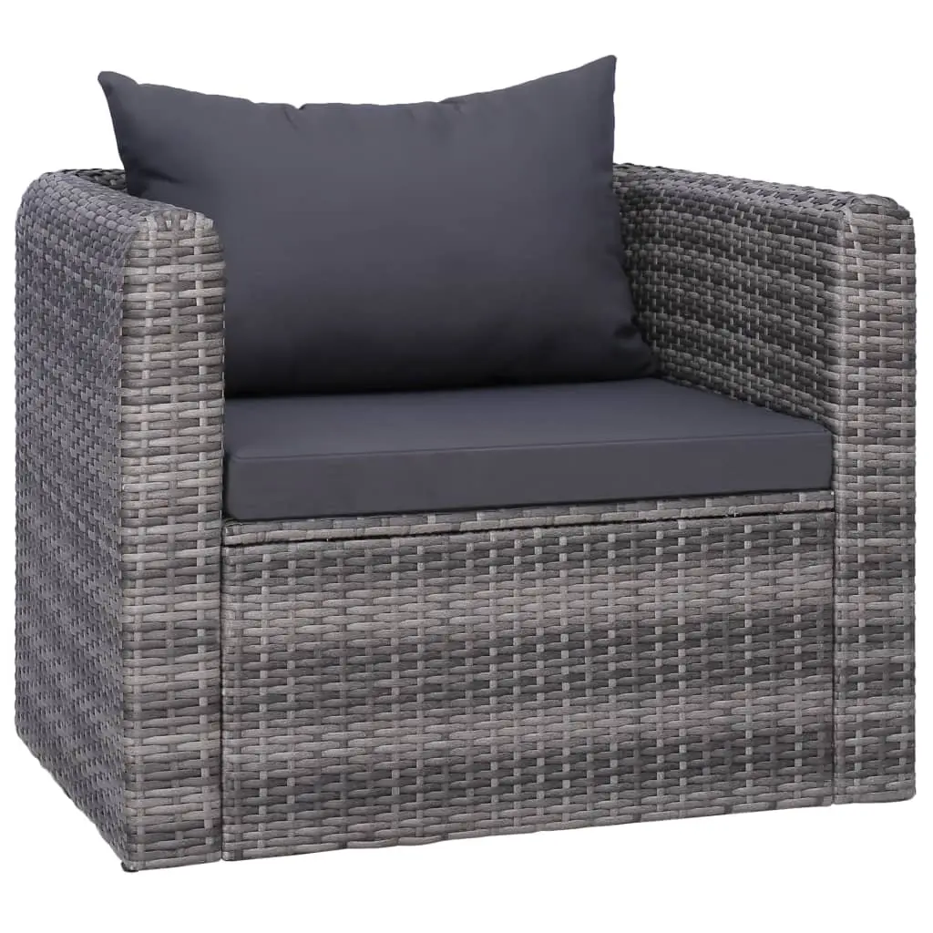 Garden Chair with Cushion and Pillow Poly Rattan Grey 44161 - Furniture