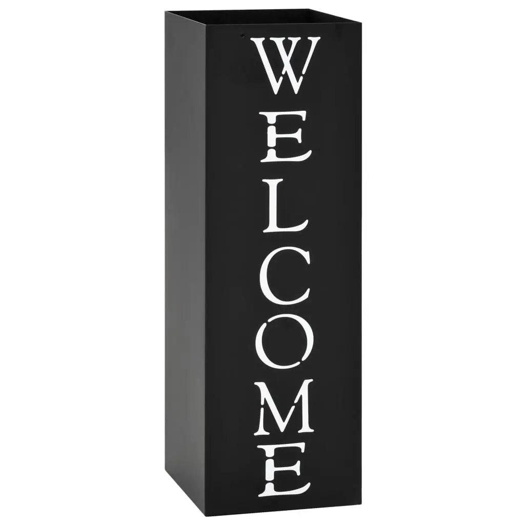 Umbrella Stand Welcome Steel Black 246796 - Home & Garden