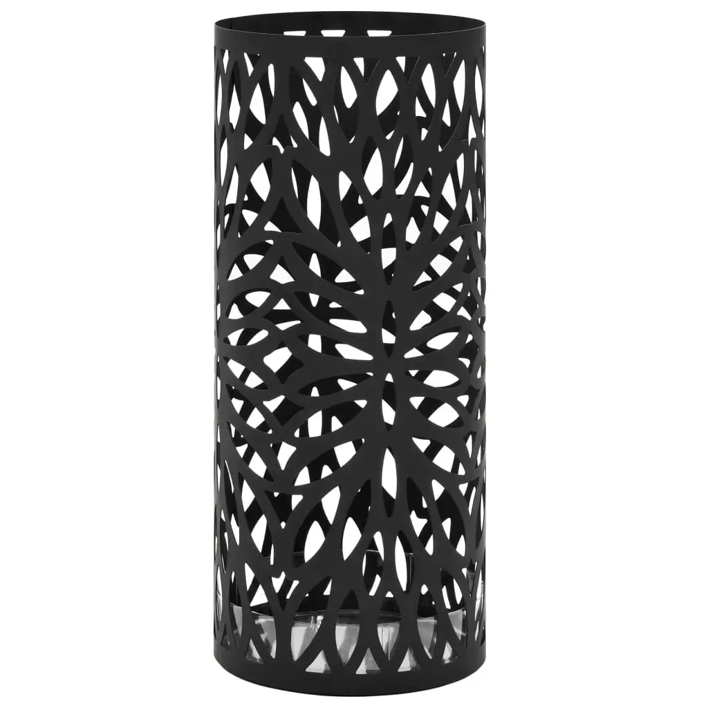 Umbrella Stand Leaves Steel Black 246802 - Home & Garden