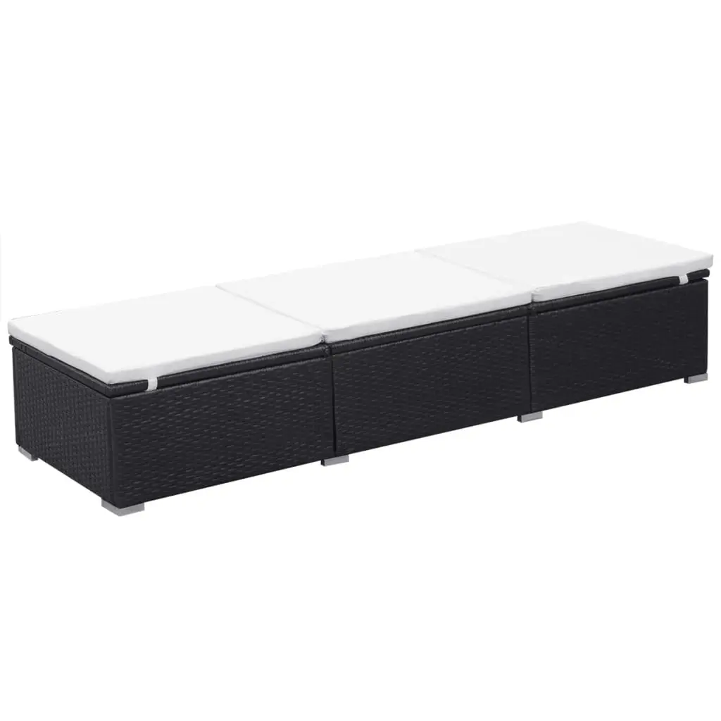 Sun Lounger with Cushion Poly Rattan Black 44404 - Furniture