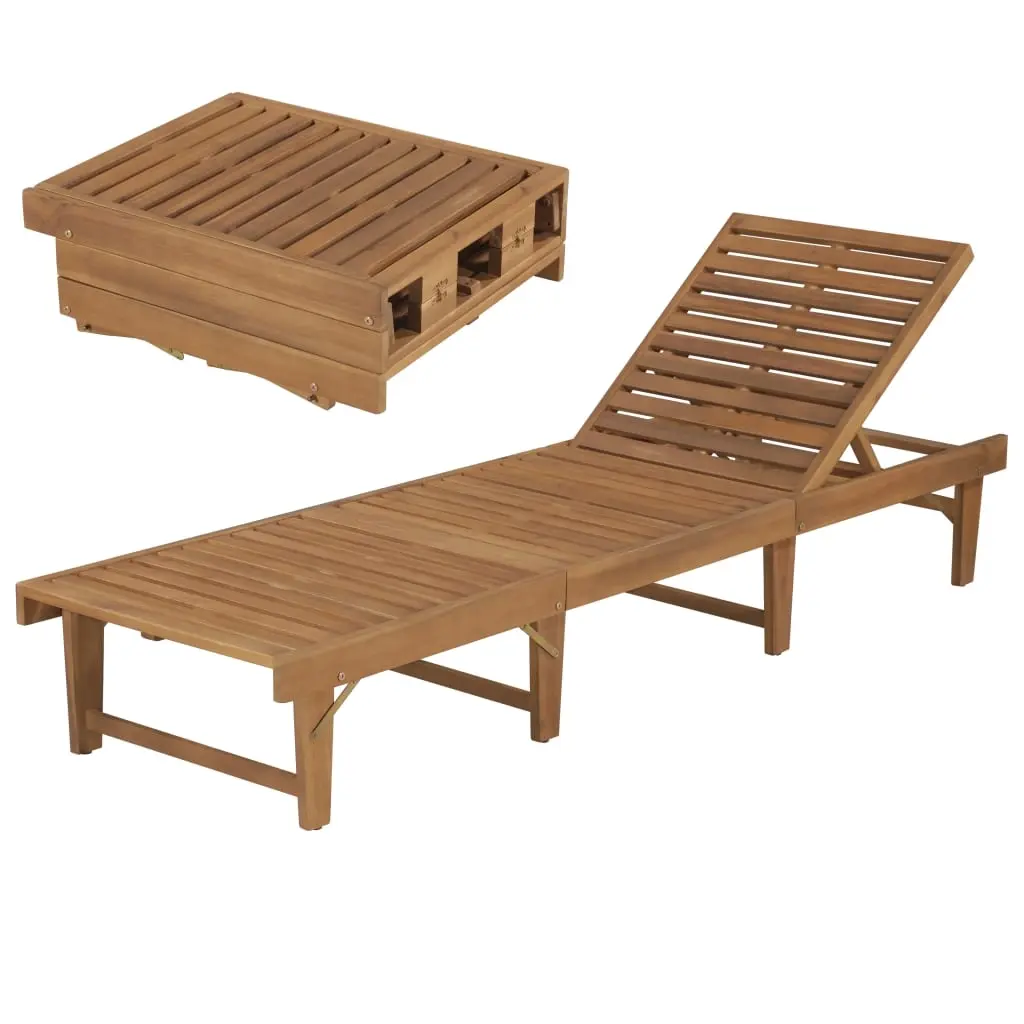 Folding Sun Lounger Solid Acacia Wood 44253 - Furniture