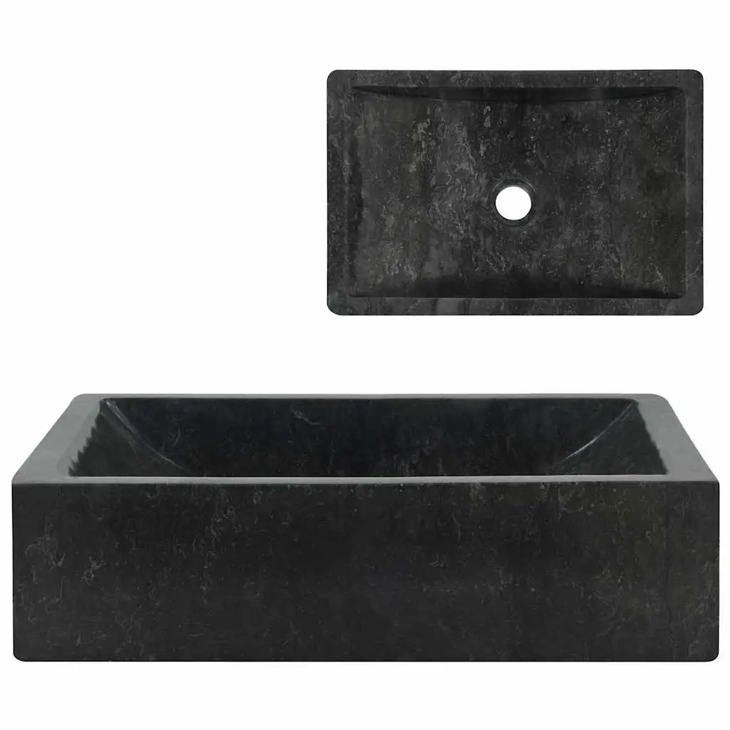 Sink 45x30x12 cm Marble High Gloss Black 142772 - Hardware