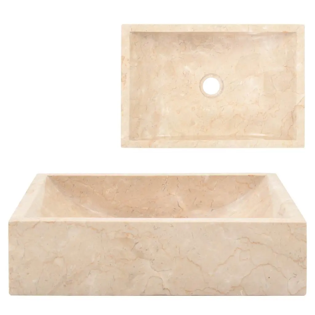 Sink 45x30x12 cm Marble High Gloss Cream 142773 - Hardware