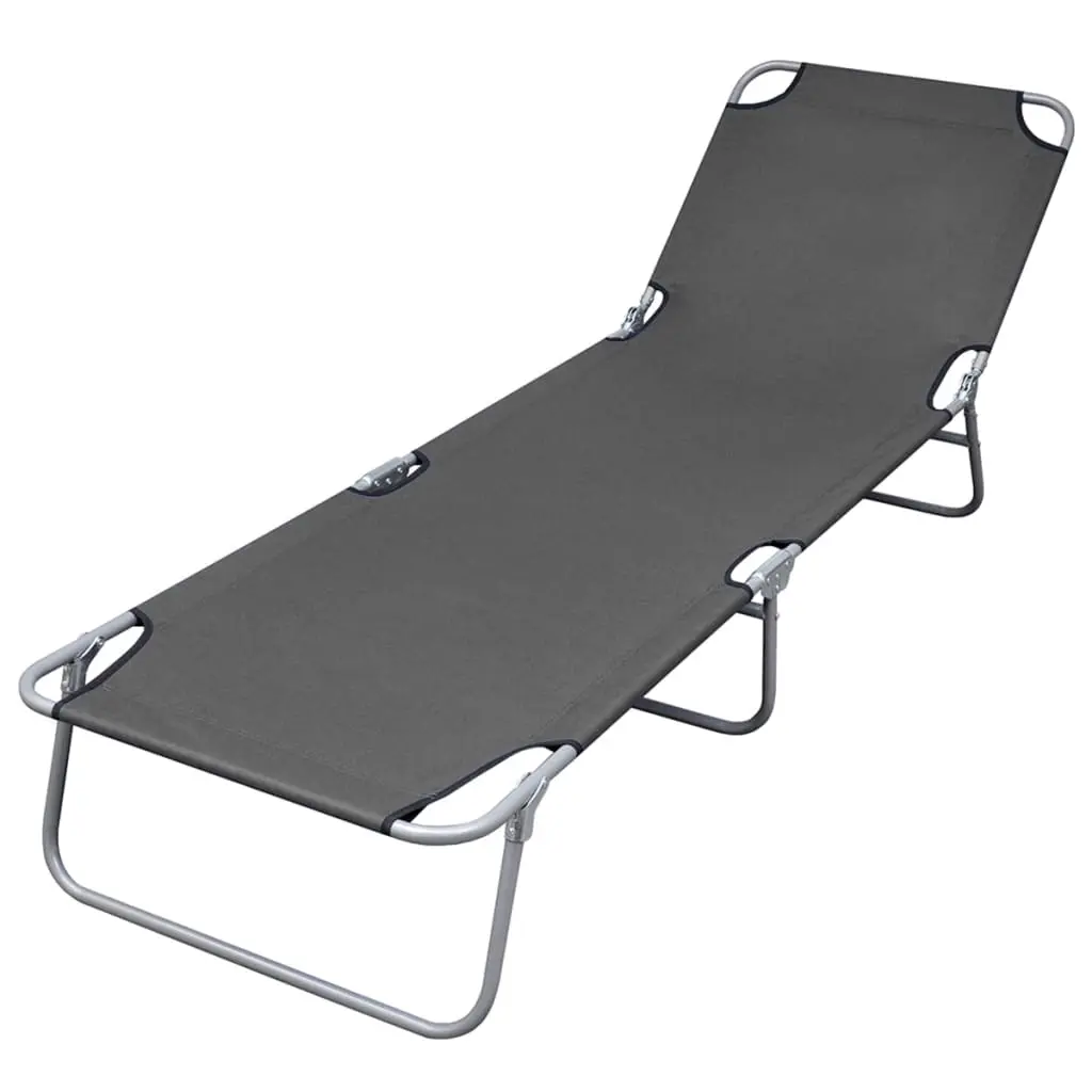 Foldable Sunlounger with Adjustable Backrest Grey 44293 - Furniture