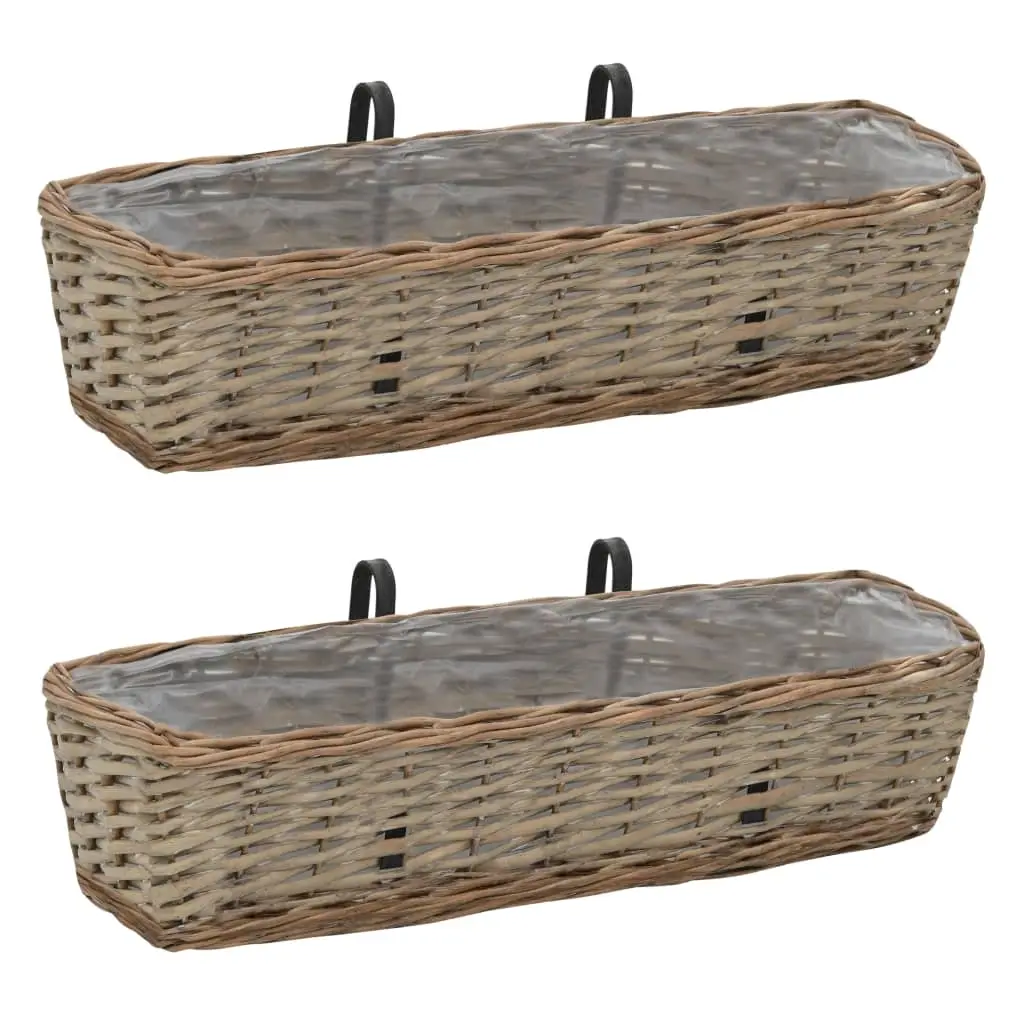 Balcony Planter 2 pcs Wicker with PE Lining 60 cm 246829 - Home & Garden