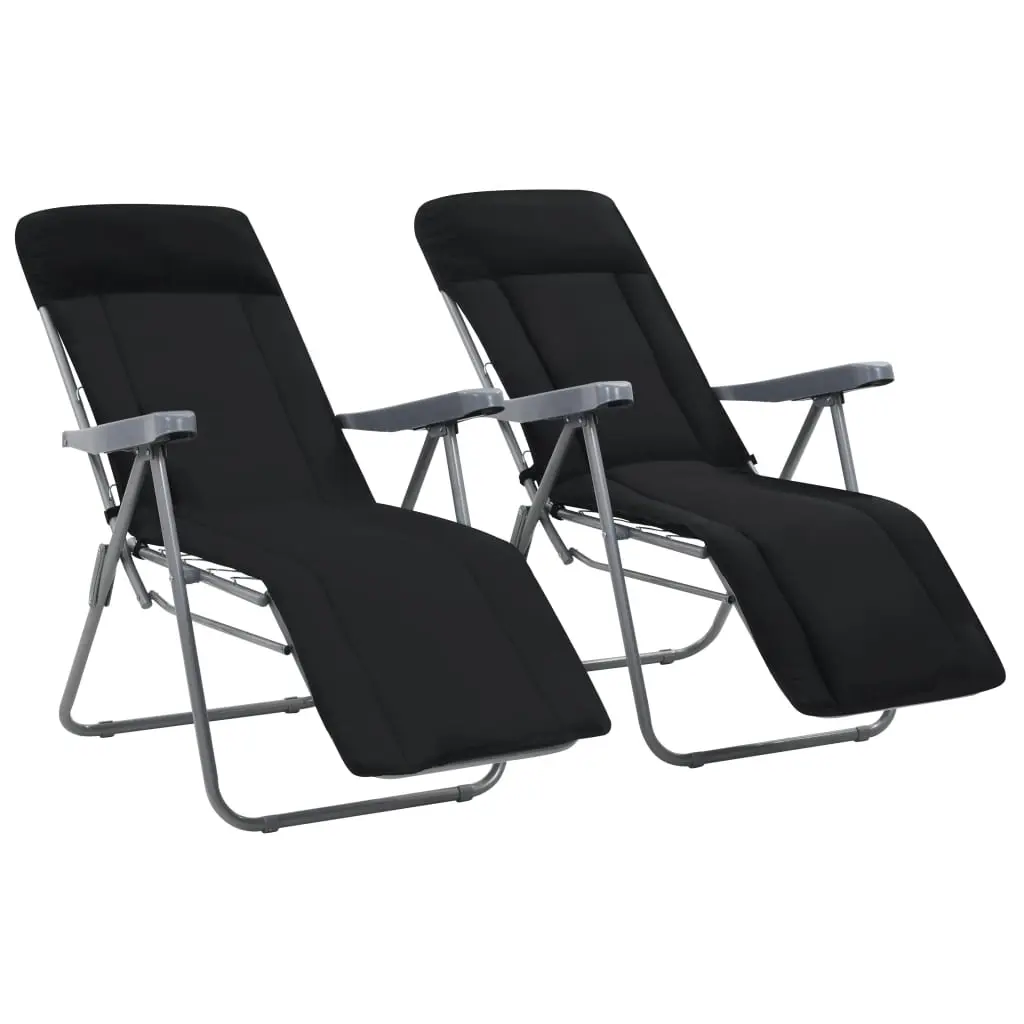 Folding Garden Chairs with Cushions 2 pcs Black 44319 - Furniture