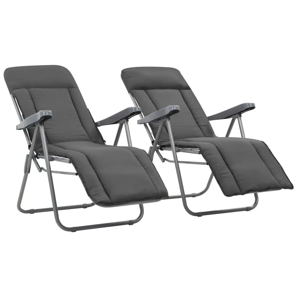 Folding Garden Chairs with Cushions 2 pcs Grey 44320 - Furniture