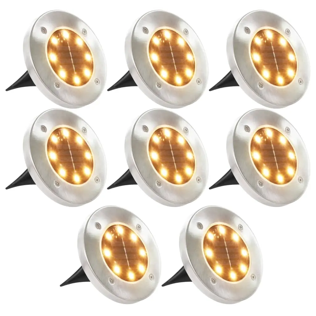 Solar Ground Lights 8 pcs LED Lights Warm White 44417 - Home & Garden