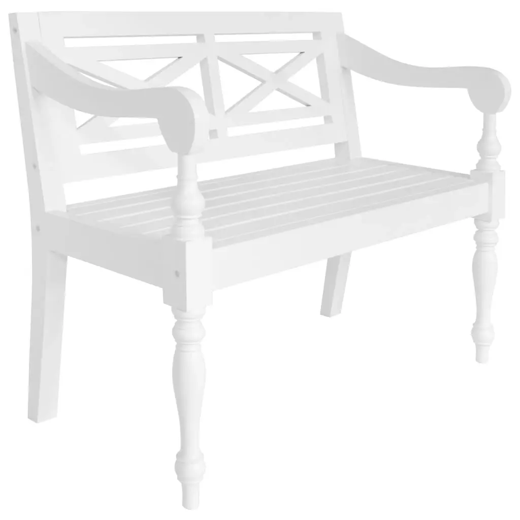 Batavia Bench 98 cm Solid Mahogany Wood White 246966 - Furniture