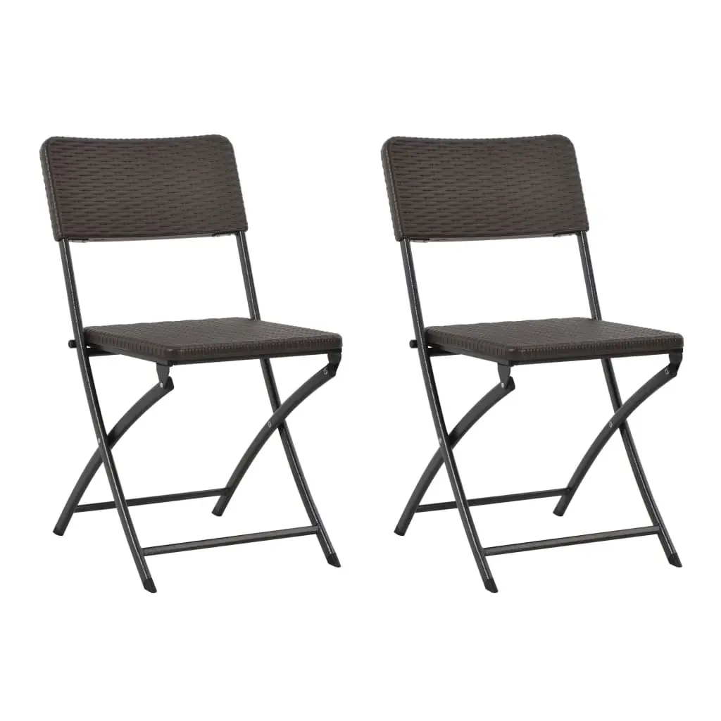 Folding Garden Chairs 2 pcs HDPE and Steel Brown 44551 - Furniture
