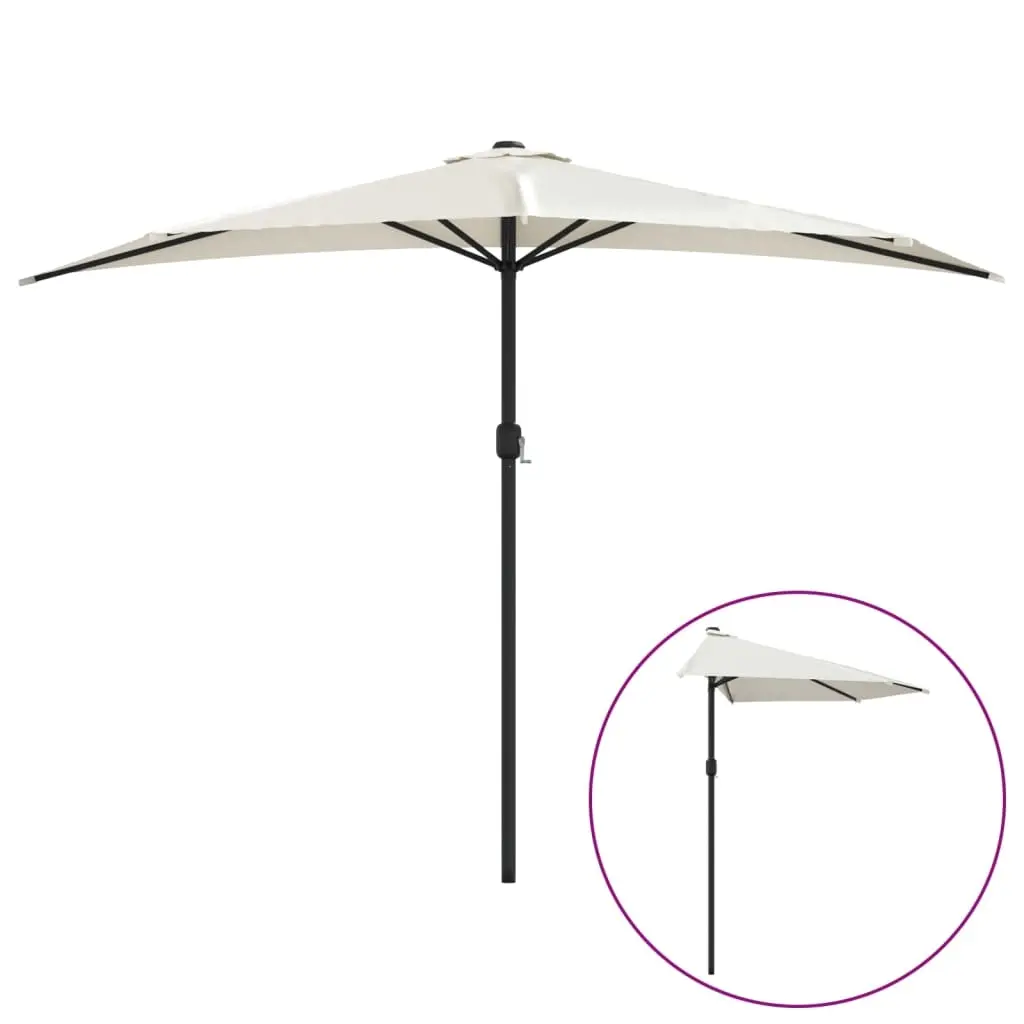 Garden Parasol with Aluminium Pole Sand 300x155 cm Half 44591 - Home & Garden